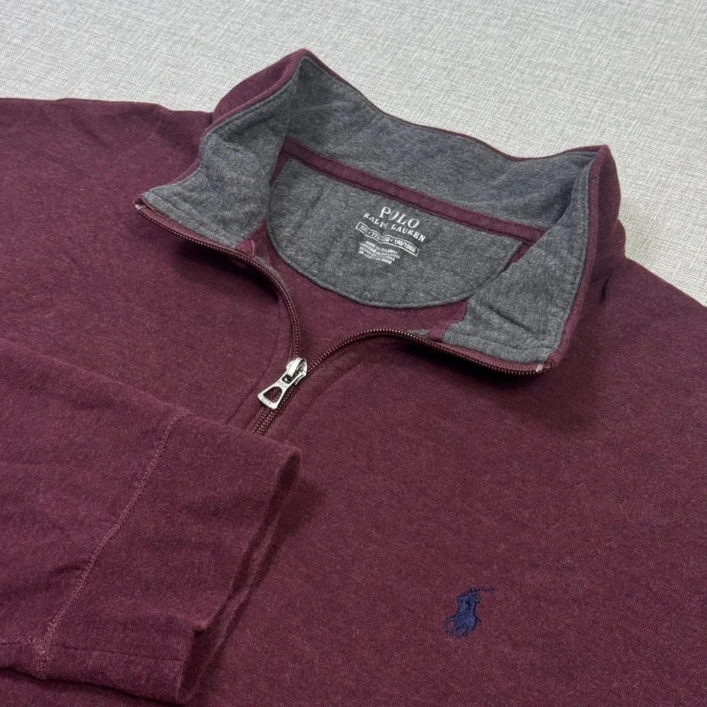 Polo Ralph Lauren 1/4 Zip Sweatshirt Mens 2XL Red Mock Neck Pockets Tagless
